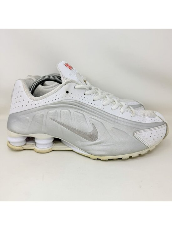 Nike Shox R4 Running Shoes White Metallic Silver Men’s Size 88